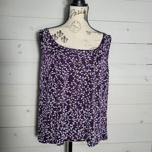 Alex Evening Women's Top Ditsy Floral Vine Metallic Elegant Party Plus Size 1X.